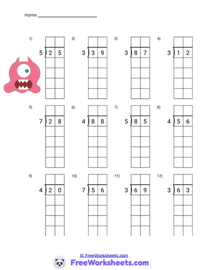 Quotient Grids Worksheet