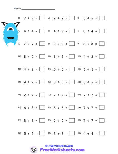 Monster Shares Worksheet