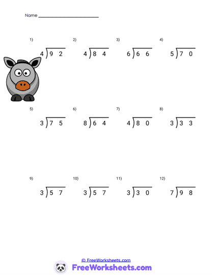 Division Blocks Worksheet