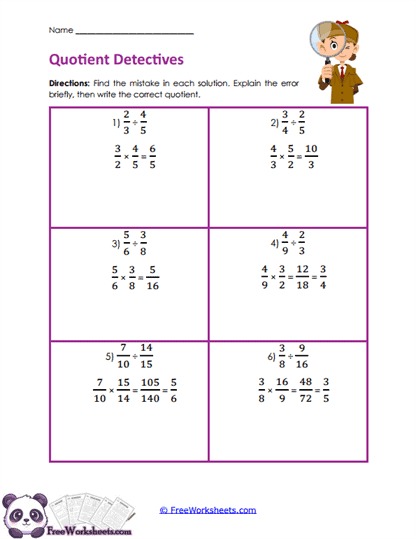 Division Error Analysis Worksheet