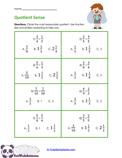 Quotient Estimation Worksheet