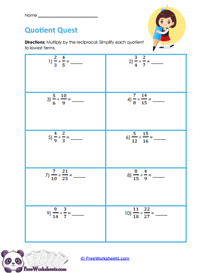 Quotient Quest Worksheet