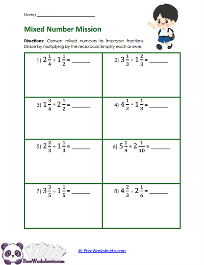 Mixed Number Division Worksheet