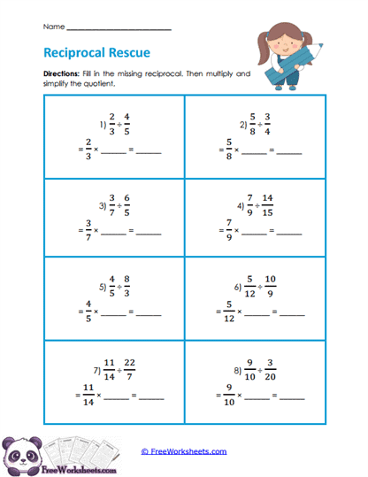 Reciprocal Completion Worksheet