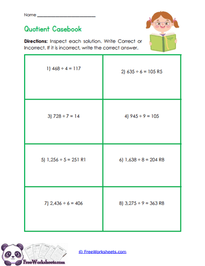 Quotient Inspector Worksheet