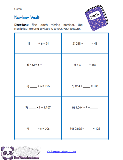 Number Vault Worksheet