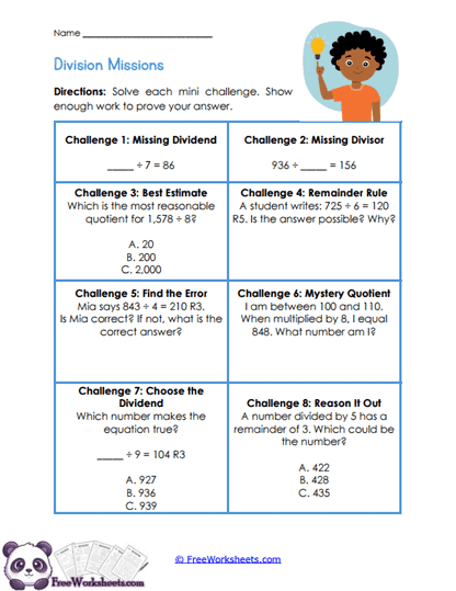 Division Challenge Lab Worksheet