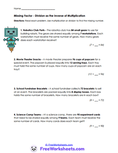 Factor Hunt Worksheet