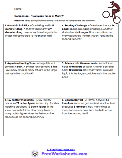Compare Counts Worksheet