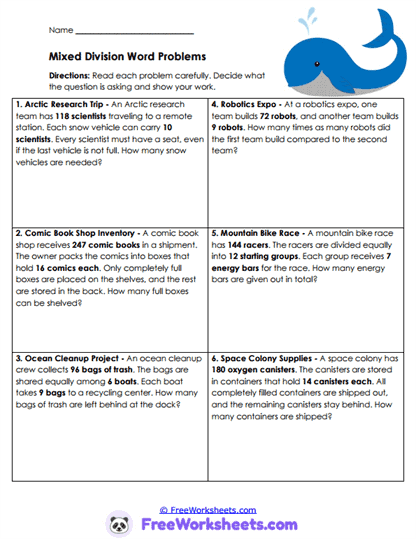 Division Mix Worksheet