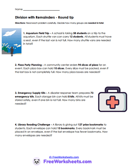 Shuttle Math Worksheet