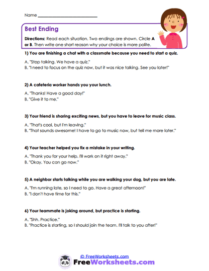 Quick Closings Worksheet