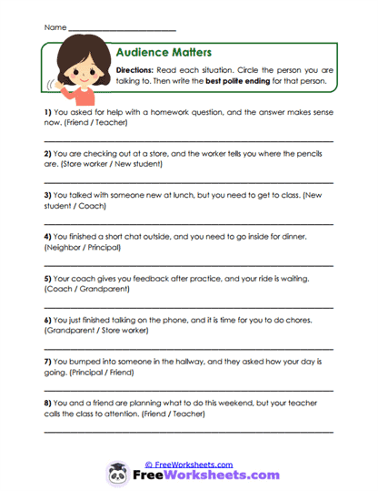 Audience Matters Worksheet