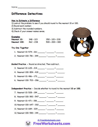 Difference Detectives Worksheet