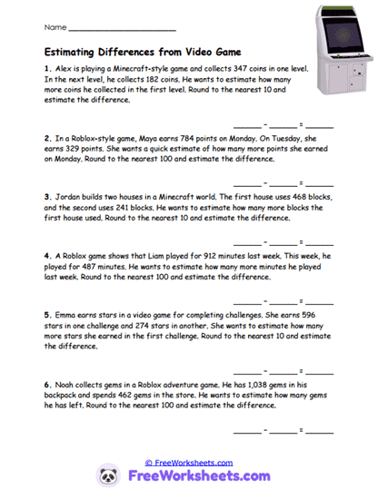 Video Games Worksheet