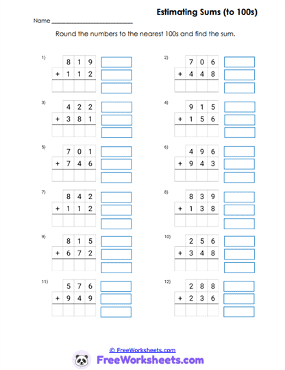 Rounding Launch Worksheet
