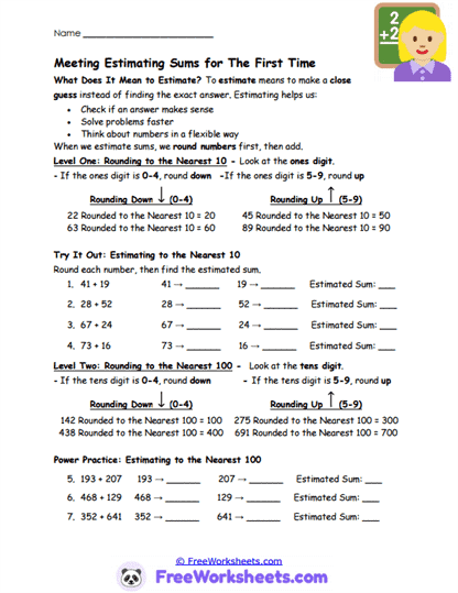 Space Totals Worksheet