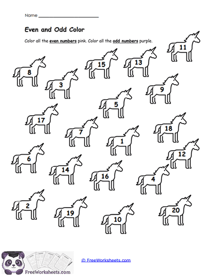 Even and Odd Color Worksheet