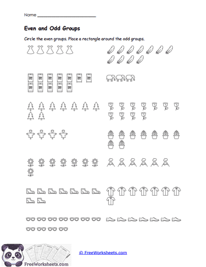 Even and Odd Groups Worksheet