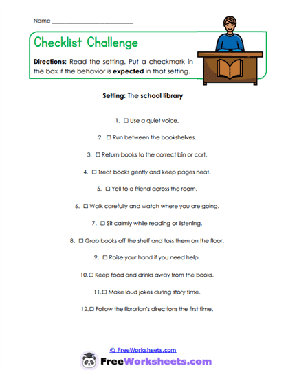 Checklist Challenge Worksheet