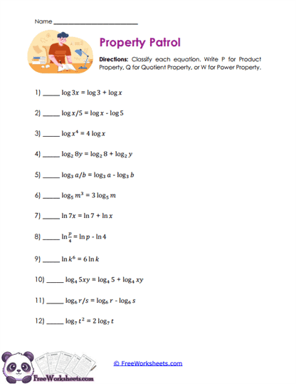 Property Sort Worksheet