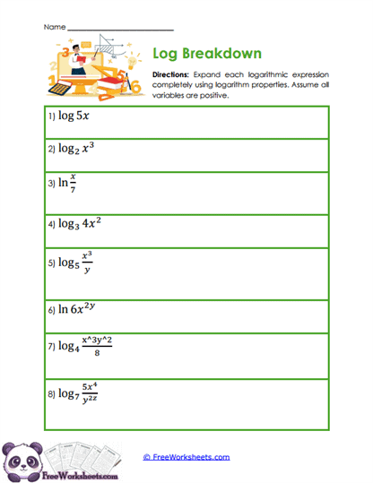 Log Expansion Worksheet