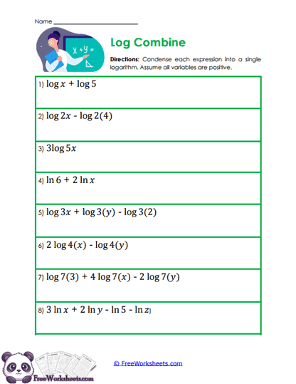 Log Condensing Worksheet