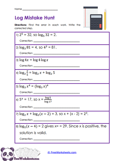 Error Logs Worksheet