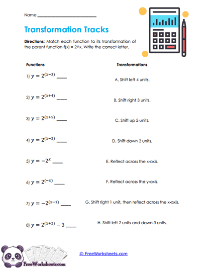 Transformation Match Worksheet