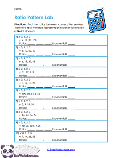 Ratio Patterns Worksheet
