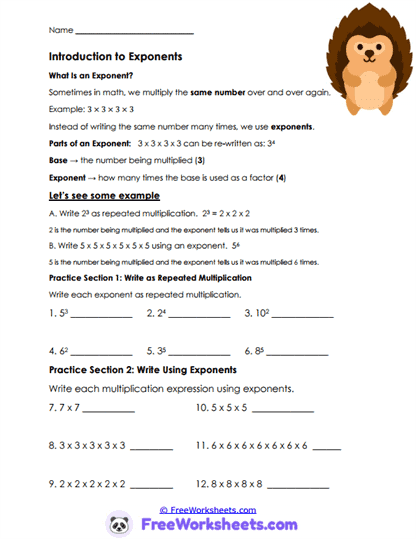 Exponent Worksheet Collection