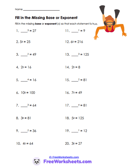 Missing Powers Worksheet