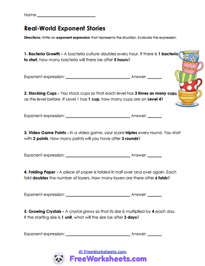 Power Stories Worksheet