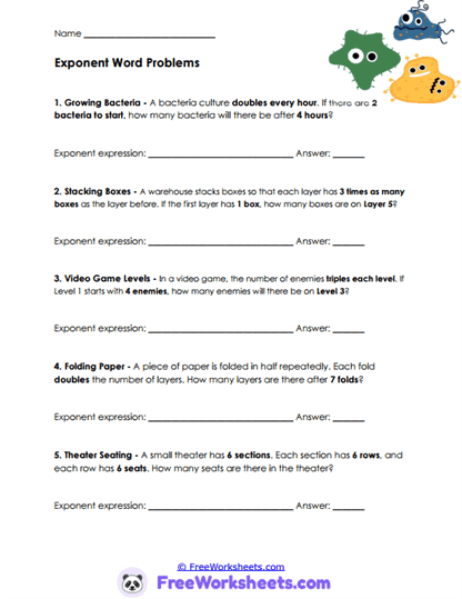 Growth Problems Worksheet