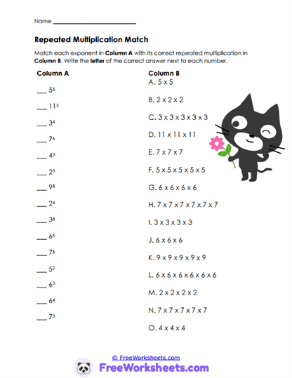 Power Match Worksheet
