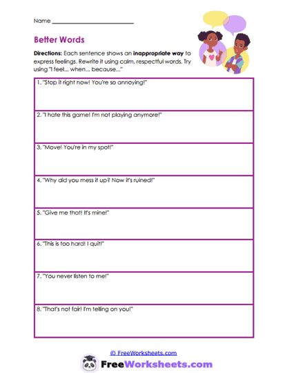 Respectful Rewrites Worksheet