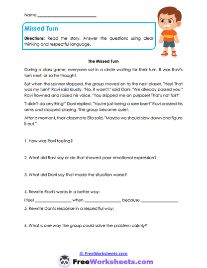 Turn Trouble Worksheet