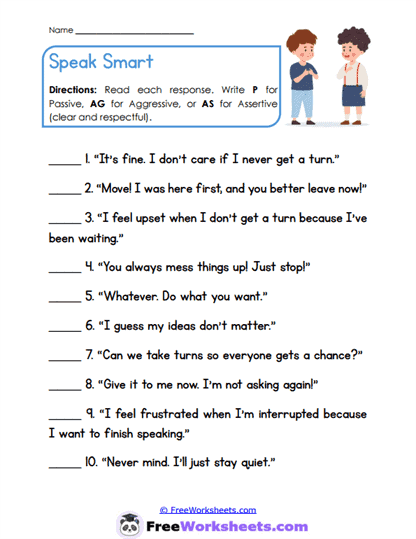 Speaking Styles Worksheet