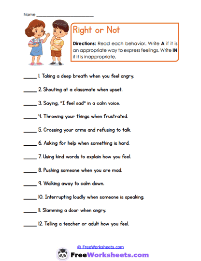 Safe Expression Worksheet