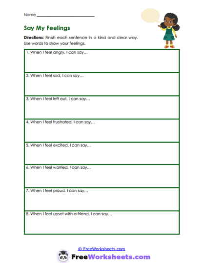 Feeling Words Worksheet