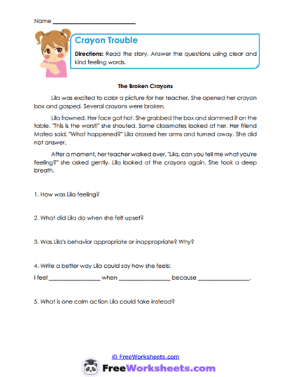 Crayon Reactions Worksheet