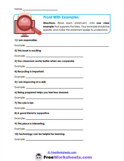 Proof With Examples Worksheet