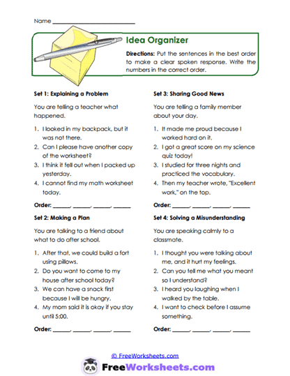 Idea Organizer Worksheet