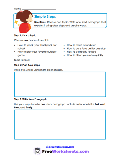 Simple Steps Worksheet