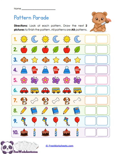 Pattern Parade Worksheet
