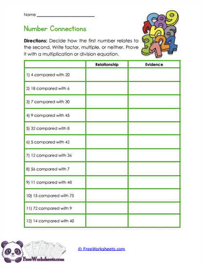 Relationship Reasoning Worksheet