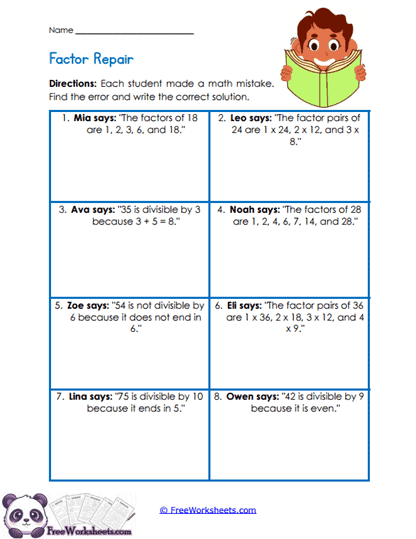 Mistake Repair Worksheet