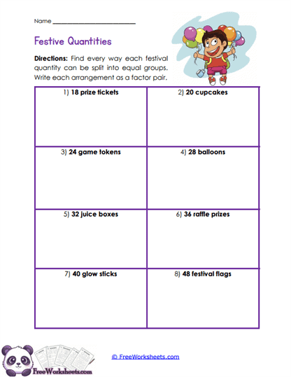 Equal Arrangements Worksheet