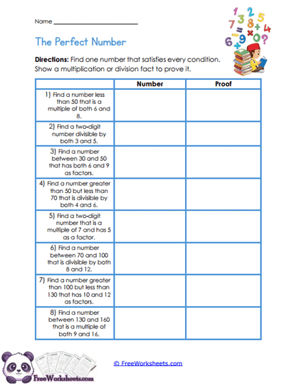 Number Proofs Worksheet