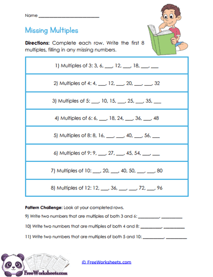 Multiple Patterns Worksheet